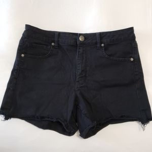 High Waisted Black Denim Shorts - AE